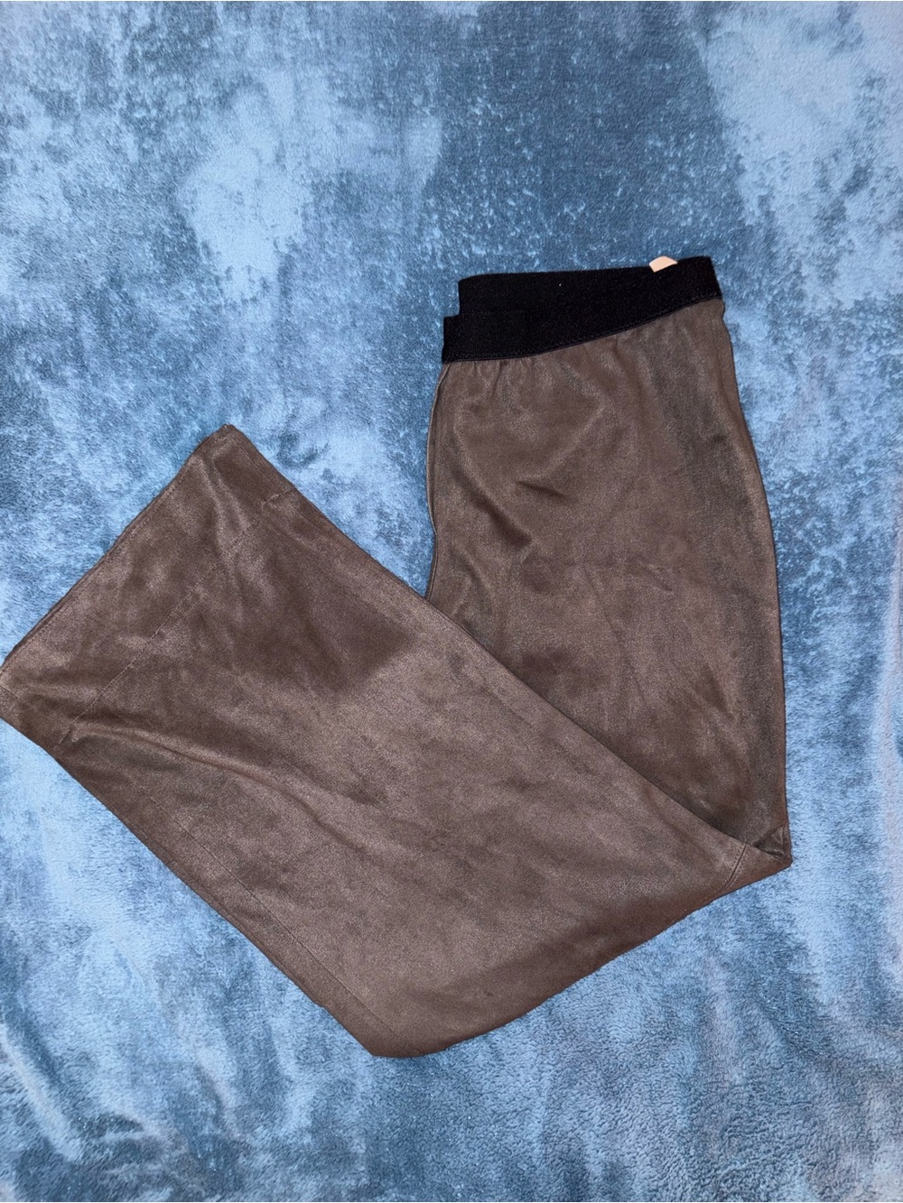 Marc Cain Brown Faux Suede Wide Leg Pants Elastic Waist High Rise Size N5 US 10